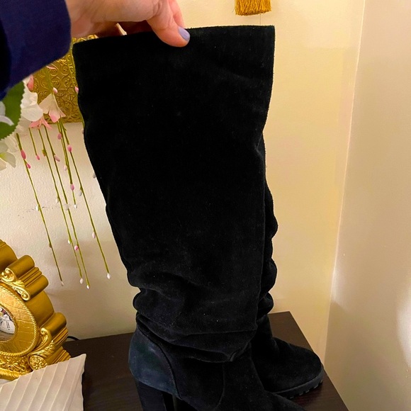 Aldo Knee length black velvet hooker Boots - Picture 3 of 16